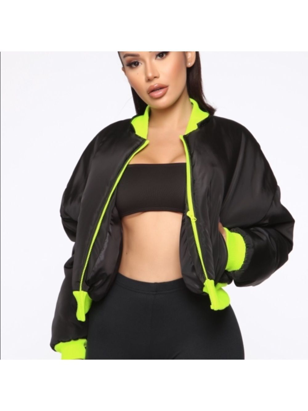 Fashion Nova Brightside Puffer Jacket Size Medium Cropped